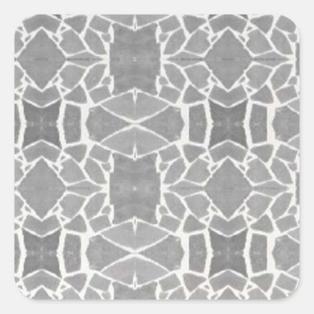 Grey White Stone Tiles Mosaic Pattern Square Sticker (Front)