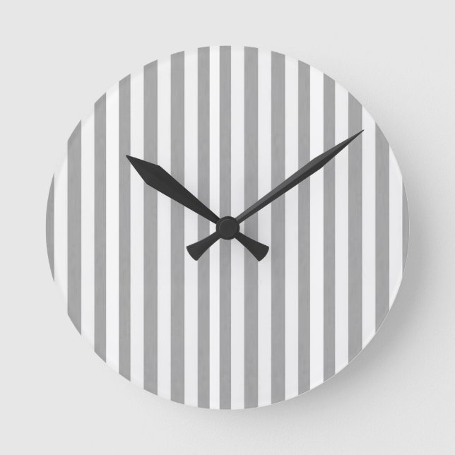 Grey & White Stripe Clock (Front)