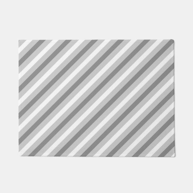 Grey & White Stripe Striped Pattern Minimal Style Doormat (Front)