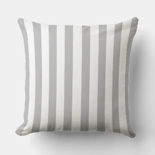 Grey & White Striped Outdoor Pillow