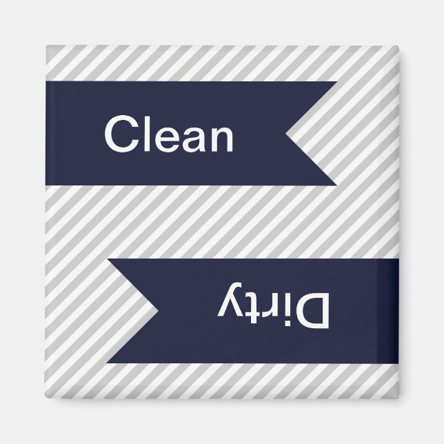 Grey & White Striped Pattern Dishwasher Magnets (Front)