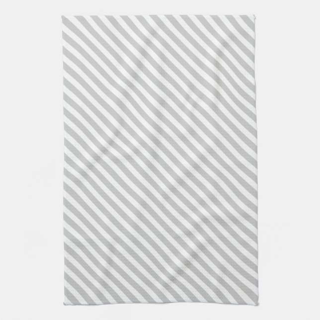 Grey & White Striped Pattern Kitchen Towel (Vertical)