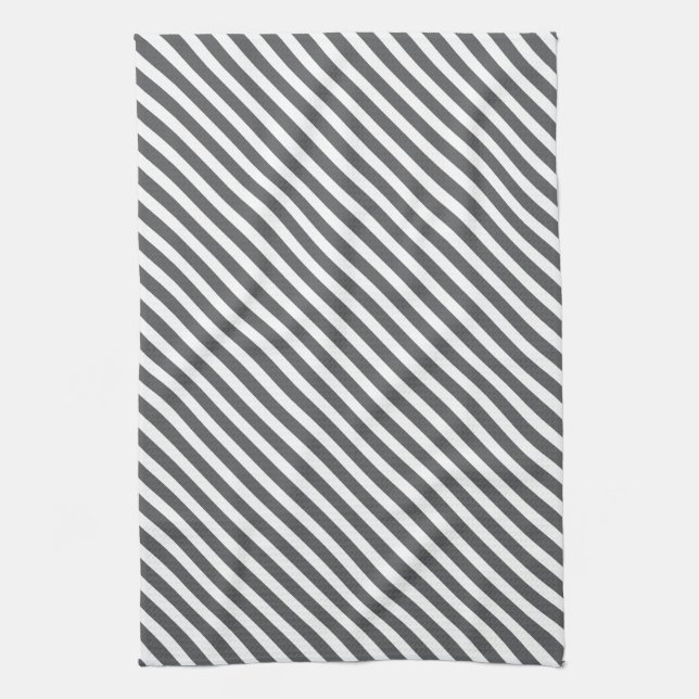 Grey & White Striped Pattern Kitchen Towel (Vertical)