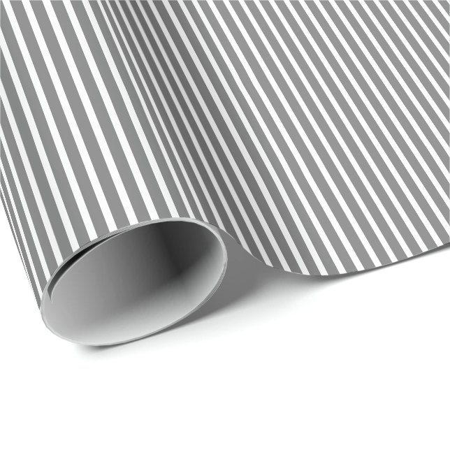 Grey White Stripes Patterns Graduations Birthdays Wrapping Paper (Roll Corner)