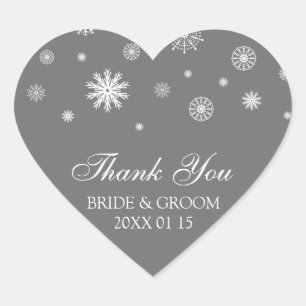 Grey White Thank You Winter Wedding Favour Tags
