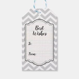 Grey & White Thick Chevron Wedding Birthday V1 Gift Tags