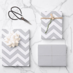 Grey & White Thick Chevron Wedding Birthday V1 Wrapping Paper Sheet