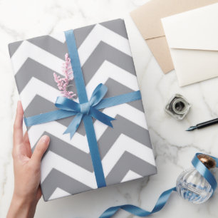 Grey & White Thick Chevron Wedding Birthday V2 Wrapping Paper