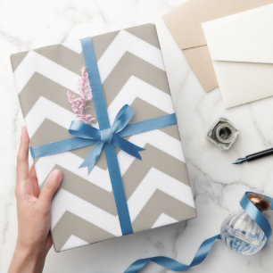 Grey & White Thick Chevron Wedding Birthday V4 Wrapping Paper