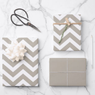 Grey & White Thick Chevron Wedding Birthday V4 Wrapping Paper Sheet