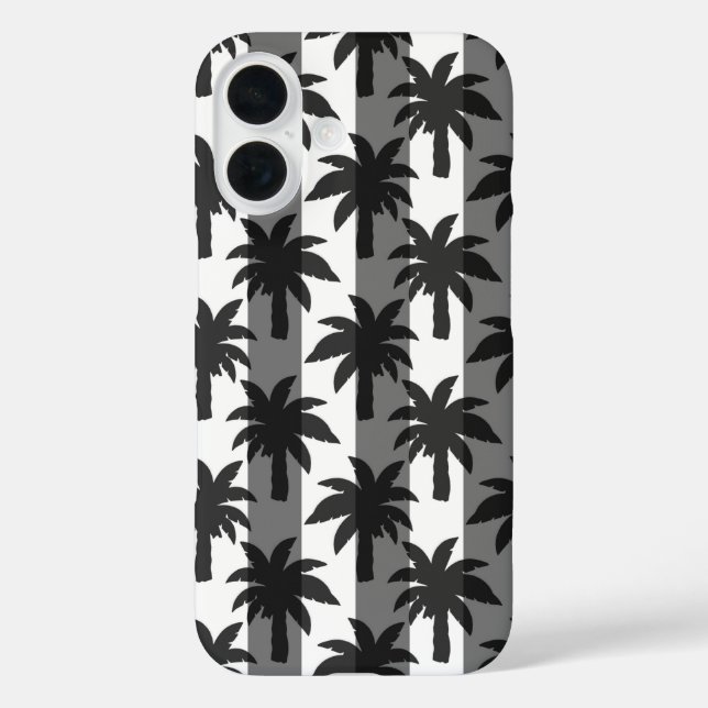 Grey White Tropical Palm Trees Stripes Design  Case-Mate iPhone Case (Back)