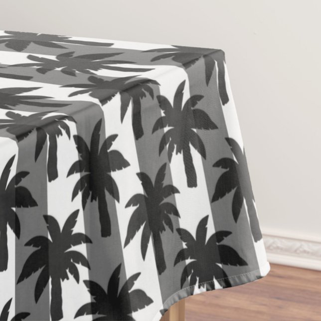 Grey White Tropical Palm Trees Stripes Design  Tablecloth (Creator Uploaded)