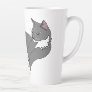 Grey & White Tuxedo Cat Latte Mug
