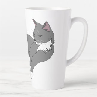 Grey & White Tuxedo Cat Latte Mug