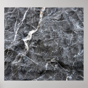 Grey White Veined Stone Surface Poster