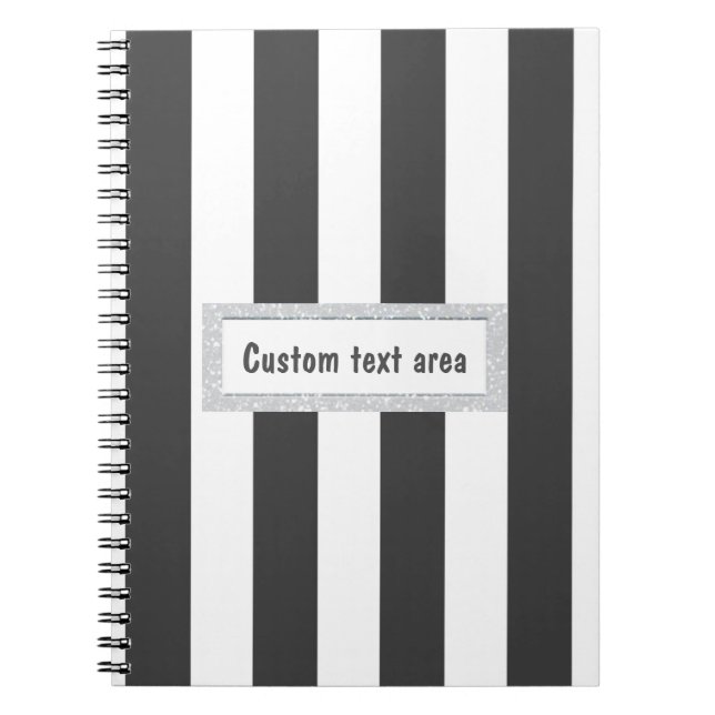 Grey & White Vertical Stripes Journal Notebook (Front)