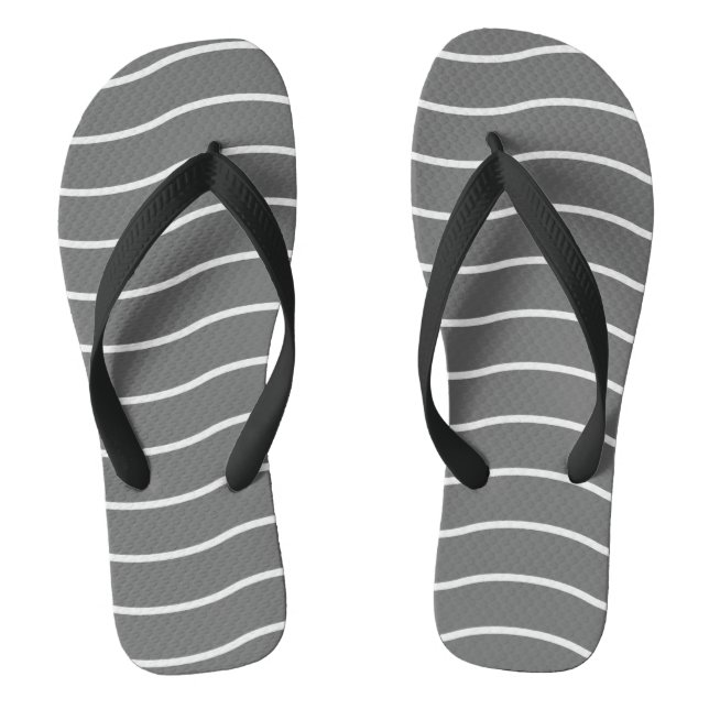 Grey White Wave Pattern Flip Flops (Footbed)