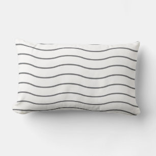 Grey White Wave Pattern Lumbar Pillow