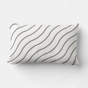 Grey White Wave Pattern Lumbar Pillow