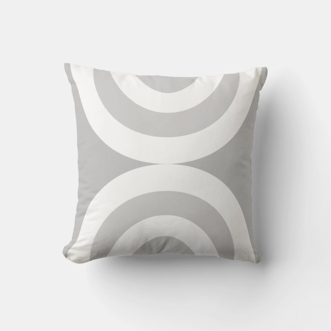 Grey & White Wavy Lines Throw Pillow (Front)