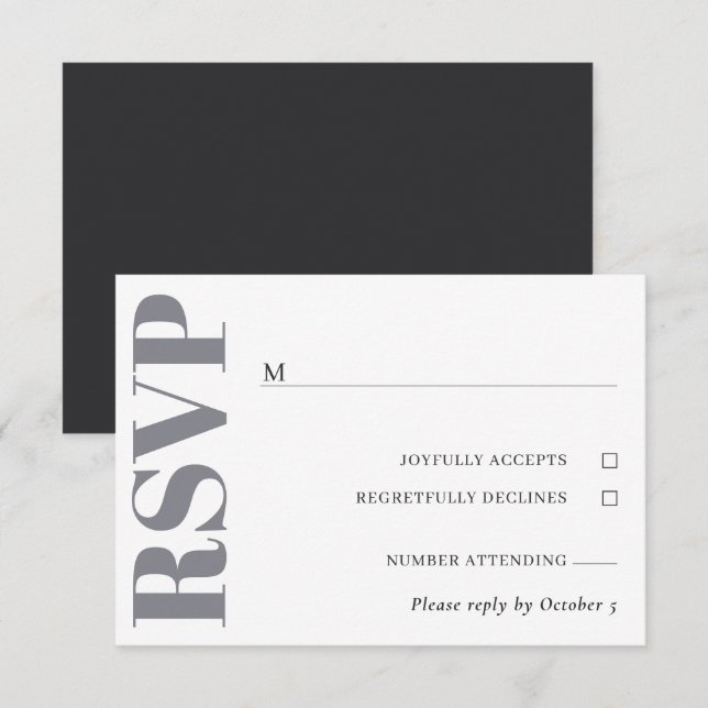 Grey White Wedding RSVP (Front/Back)