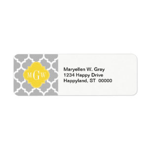Grey Wht Moroccan #5 Pineapple 3 Initial Monogram