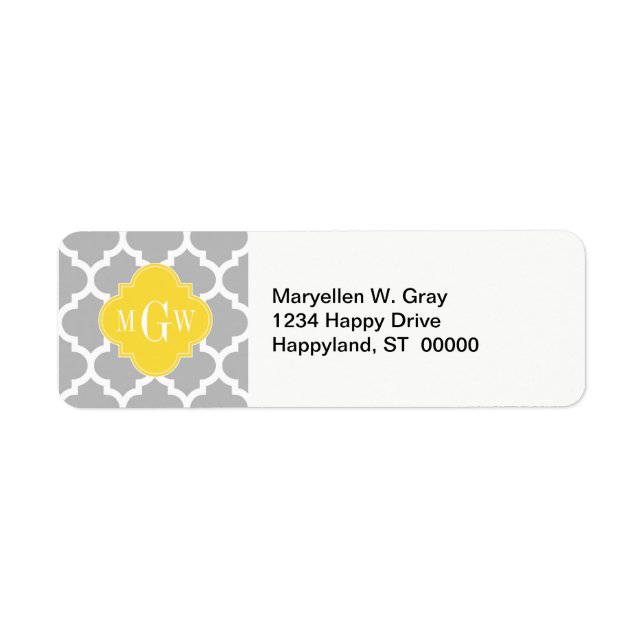 Grey Wht Moroccan #5 Pineapple 3 Initial Monogram (Front)