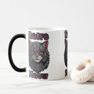 Grey Wild Grey Cat with Cute Glasses Magic Mug