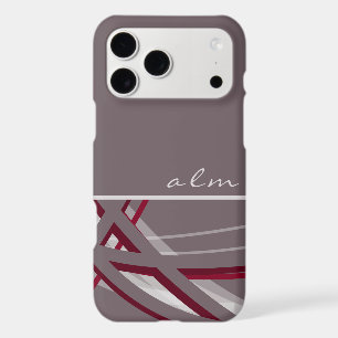 Grey & Wine Artistic Ribbon Design with Monogram