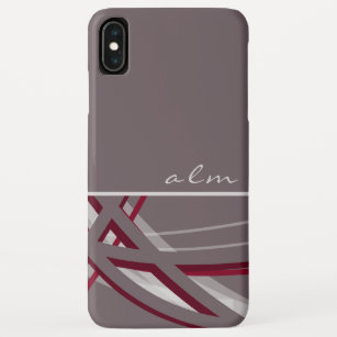 Grey & Wine Artistic Ribbon Design with Monogram Case-Mate iPhone Case