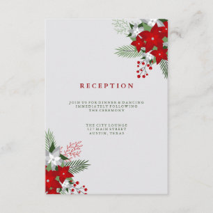 Grey Winter Holiday Mason Jar Wedding Reception Enclosure Card