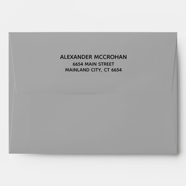 Grey with Black Return Address Mailing Envelope (Back (Top Flap))