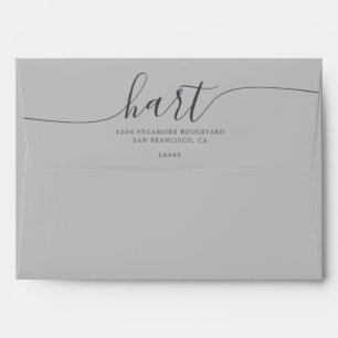Grey with Black Script Return Address Envelope