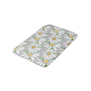 grey with daisies bath mat