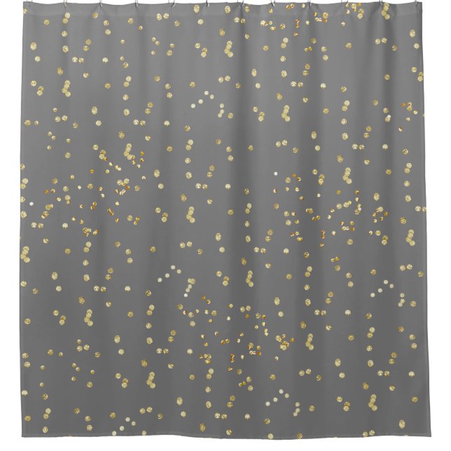 Grey with gold confetti scattered polka dots (Front)