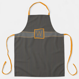 Grey with Orange Pinstripes All-Over Print Apron