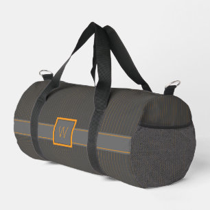 Grey with Orange Pinstripes Duffle Bag