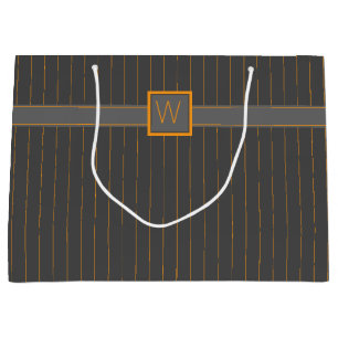 Grey with Orange Pinstripes Gift Bag
