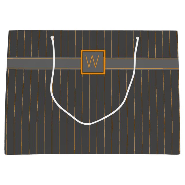 Grey with Orange Pinstripes Gift Bag (Front)