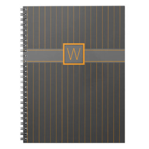 Grey with Orange Pinstripes Notebook