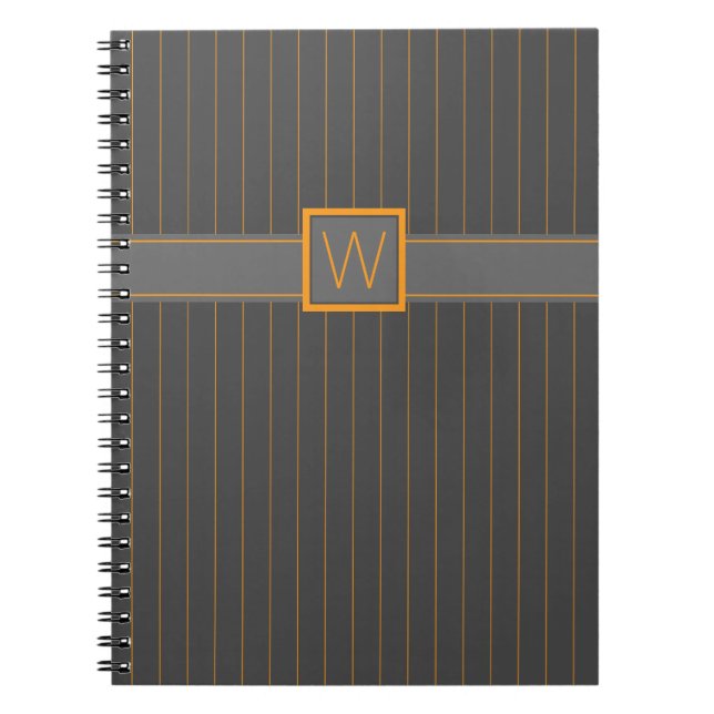 Grey with Orange Pinstripes Notebook (Front)