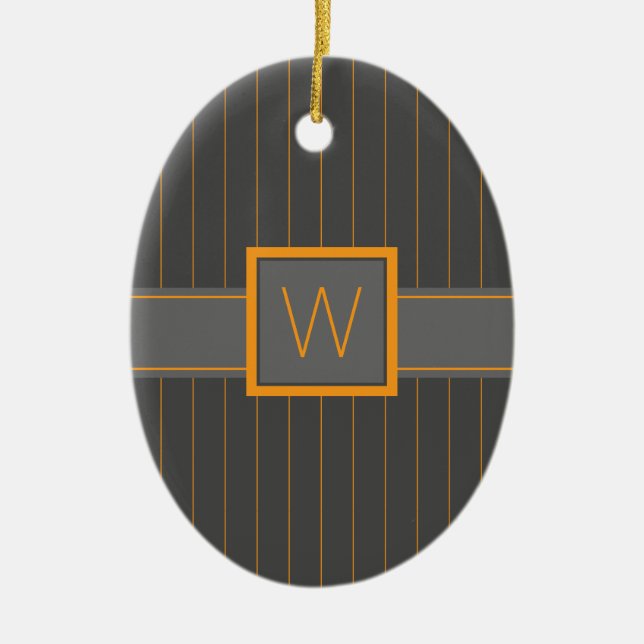 Grey with Orange Pinstripes Ornament (Front)