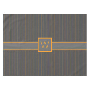Grey with Orange Pinstripes Tablecloth