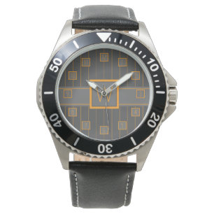 Grey with Orange Pinstripes Watch