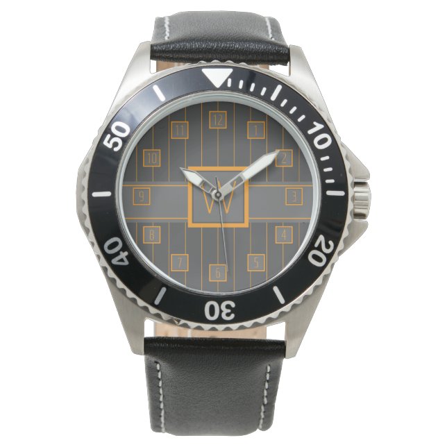 Grey with Orange Pinstripes Watch (Front)