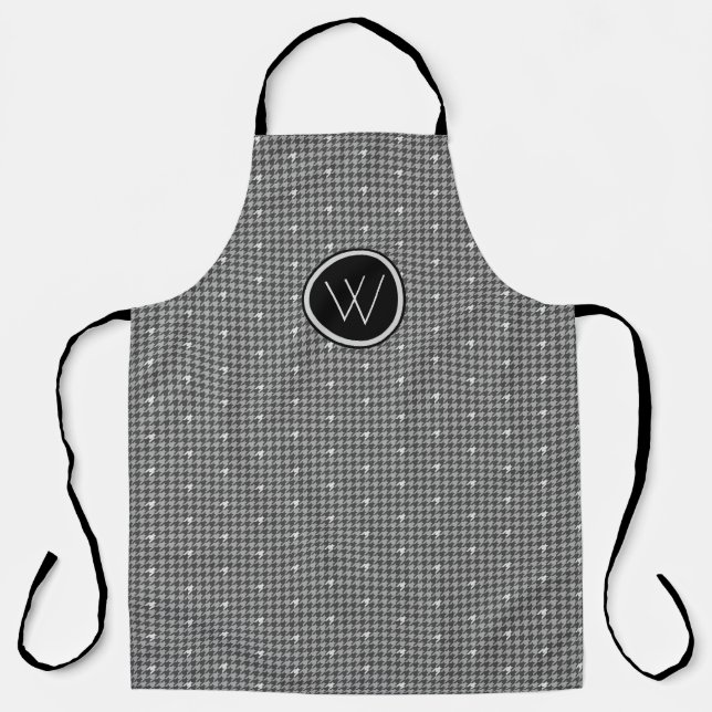 Grey with Silver Accent Houndstooth Apron (Front)