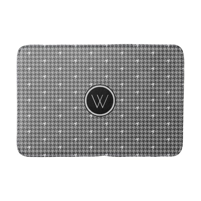Grey with Silver Accent Houndstooth Bath Mat (Front)