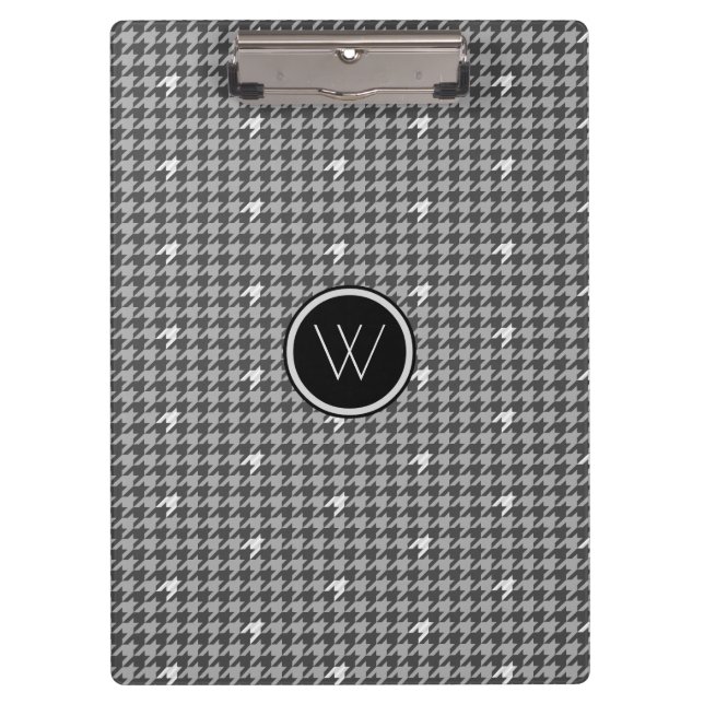 Grey with Silver Accent Houndstooth Clipboard (Front)