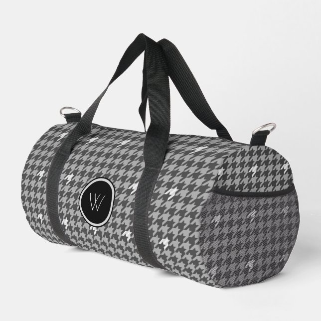 Grey with Silver Accent Houndstooth Duffle Bag (Right Corner)