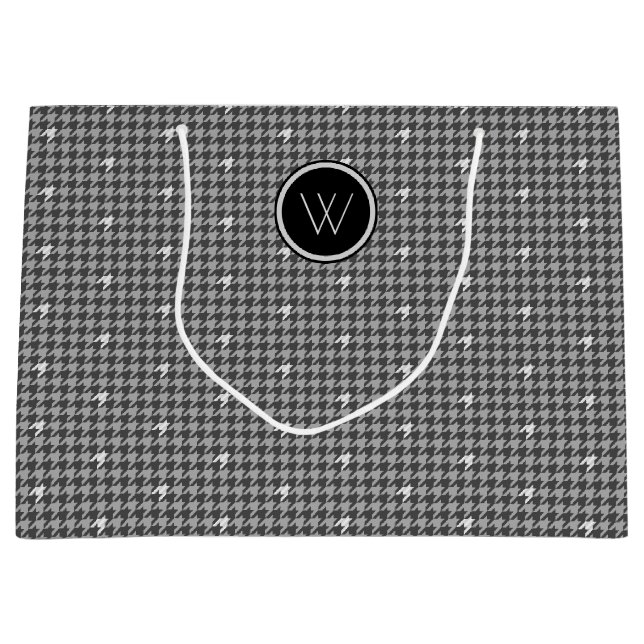 Grey with Silver Accent Houndstooth Gift Bag (Front)